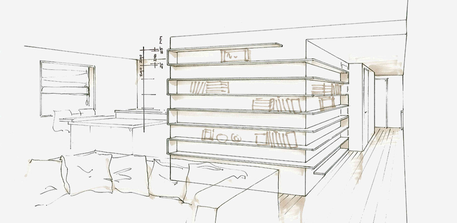 Interieurontwerp boekenkast